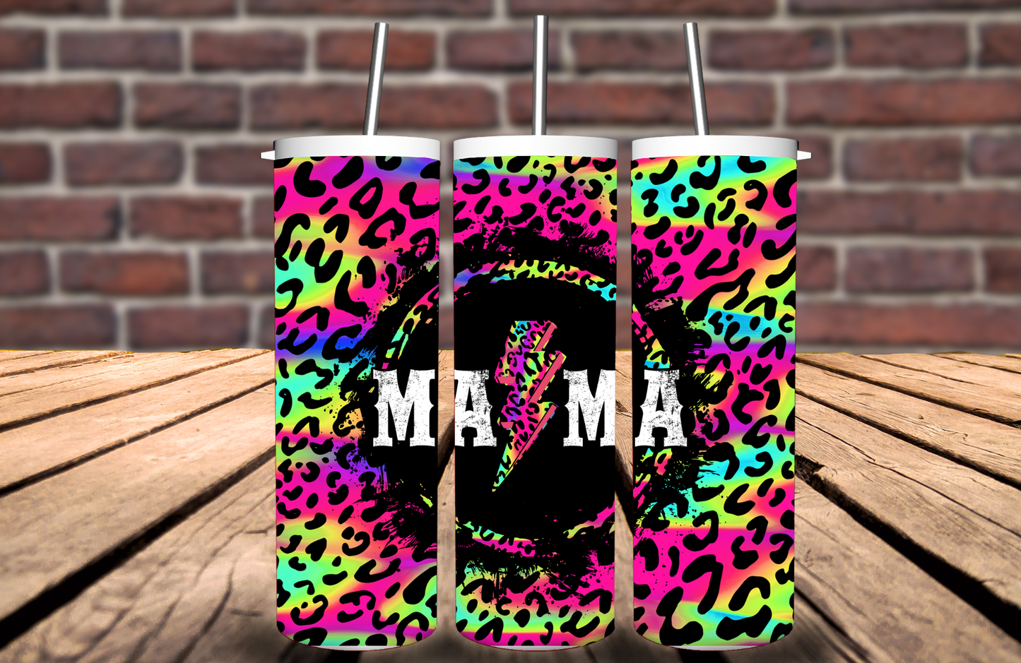 Rainbow Leopard Mama 20 oz Tumbler