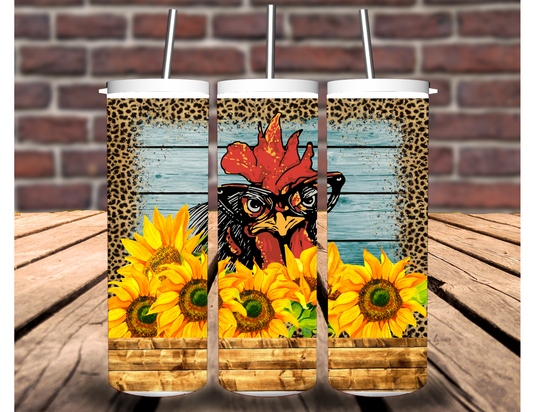 Leopard Sunflower Chicken 20 oz Tumbler
